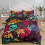 Halloween Skull Print Down Quilt Cover Suit Gothic - Image 5