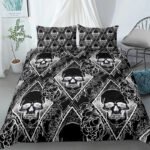 Halloween Skull Print Down Quilt Cover Suit Gothic - Image 10