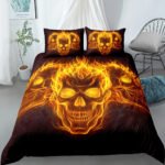Halloween Skull Print Down Quilt Cover Suit Gothic - Image 3