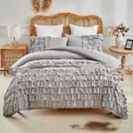 Bedding Ruffled Solid Color Princess Floral Duvet Cover Kit - Image 3