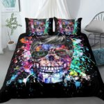 Halloween Skull Print Down Quilt Cover Suit Gothic - Image 4